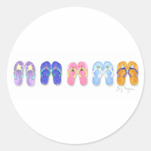 Vijf paar Teenslippers Sticker