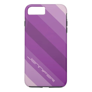 Vijf paarse diagonale strepen met naam, aangepaste iPhone 8 plus / 7 plus hoesje