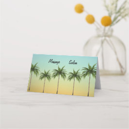 Vijf palmbomen in een rij, strandleven Busine Klantenkaartje