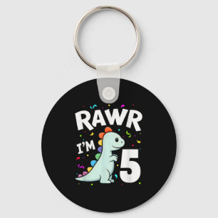 Vijf rawr im 5 jaar oude T-rex dinosaurus 5e geboo Sleutelhanger
