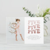 Vijf Retro Blush Landschapsfoto Uitnodiging (Staand voorkant)