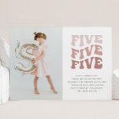 Vijf Retro Roze Landschap Foto Uitnodiging