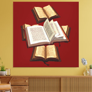 Vijf ringen Het Pentateuch Uitgesneden Stencil Mot Canvas Afdruk