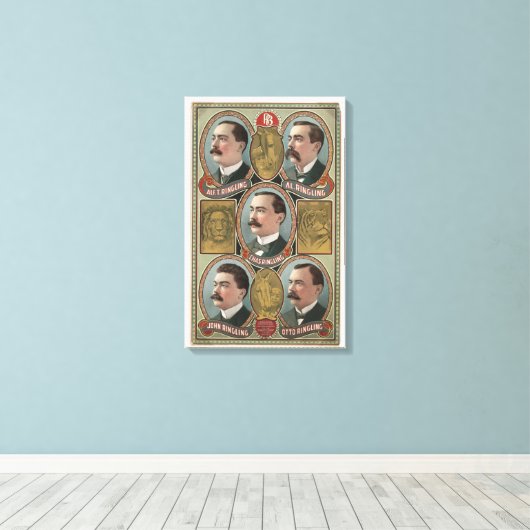 Vijf Ringling Brother's Bust Portretten Canvas Afdruk (Insitu (Houten vloer))