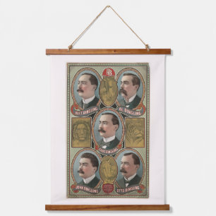 Vijf Ringling Brother's Bust Portretten Hangend Wandkleed