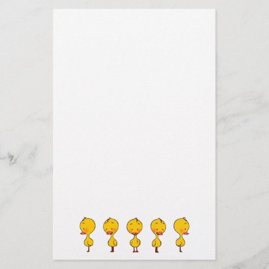 Vijf Schattigee Cartoon Yellow Ducks Briefpapier (Voorkant)