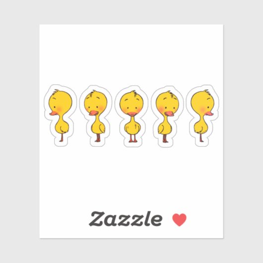 Vijf Schattigee Cartoon Yellow Ducks Sticker (Vel)