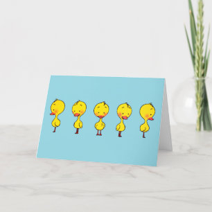 Vijf Schattigee Yellow Ducks Wenskaart Feestdagen Kaart