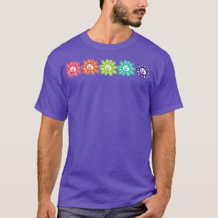 Vijf Smiley Gezicht Daisy Flowers Graphic T-shirt
