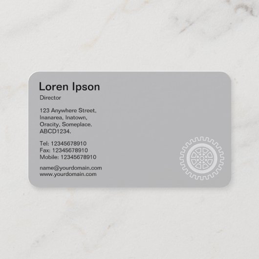 Vijf tandwielen - groen en wit, grijs terug visitekaartje (Achterkant)