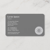 Vijf tandwielen II - wit op marineblauw - grijs te Visitekaartje (Achterkant)