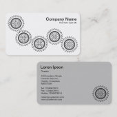 Vijf tandwielen - zwart en wit - grijs terug visitekaartje (Voorkant / Achterkant)