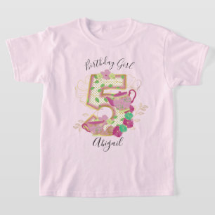 Vijf Tea Party Birthday Girl   Floral T-shirt