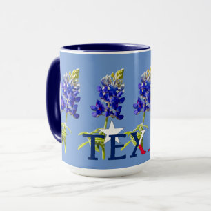 Vijf Texas Bluebonnet Flowers op Blue Mok