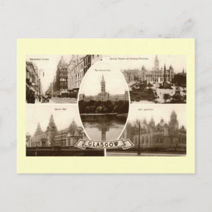 Vijf Uitzichten van de Glasgow Scotland Vintage Briefkaart