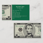 Vijf US$ Visitekaartje voor bedrijven (Voorkant / Achterkant)
