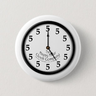 VIJF UUR KLok Ronde Button 5,7 Cm
