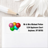 Vijf verjaardagsballonnen gepersonaliseerd retoura etiket (Insitu)