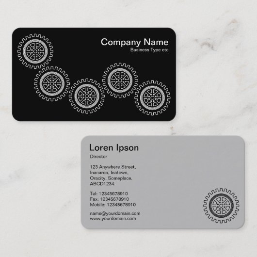 Vijf versnellingen - wit op zwart - grijs Terug Visitekaartje (Voorkant / Achterkant)