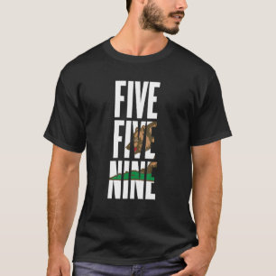 Vijf Vijf Negen Code van het Gebied Californië Fre T-shirt