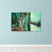 Vijf vingerkrups met Steamer White Horse Canvas Afdruk (Insitu (Houten vloer))