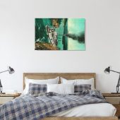 Vijf vingerkrups met Steamer White Horse Canvas Afdruk (Insitu (Slaapkamer))