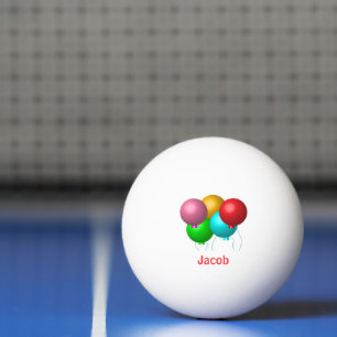 Vijf vogelballonnen gepersonaliseerd pingpongballen