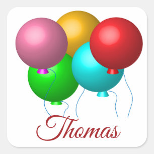 Vijf vogelballonnen gepersonaliseerde vierkant Sti Vierkante Sticker