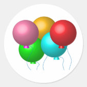 Vijf vogelballonnen ronde sticker (Voorkant)