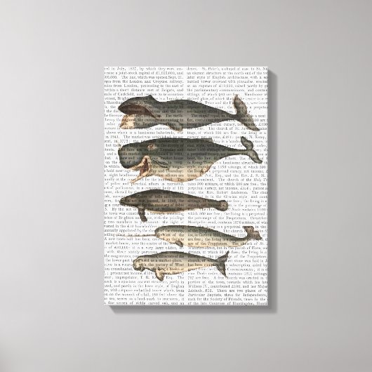 Vijf  walvissen canvas afdruk (Voorkant)