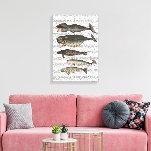 Vijf  walvissen canvas afdruk (Insitu (Woonkamer))