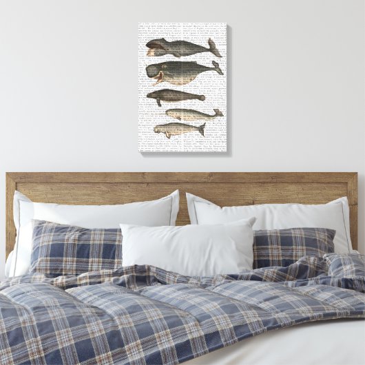 Vijf  walvissen canvas afdruk (Insitu (Slaapkamer))