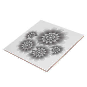 Vijf zilveren bloemen tegeltje