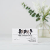 Vijf zwarte en Tan Cocker Spaniel Puppies Visitekaartje (Staand voorkant)