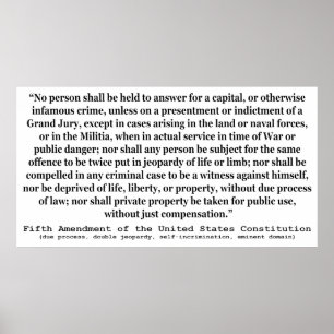 Vijfde amendement op de grondwet van de Verenigde  Poster