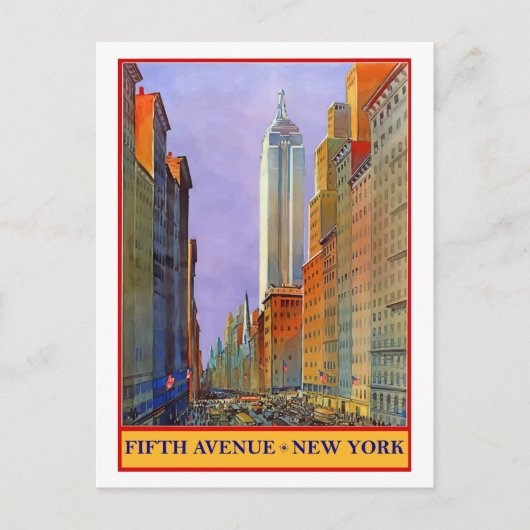 Vijfde Avenue, New York, oud briefkaart (Voorkant)