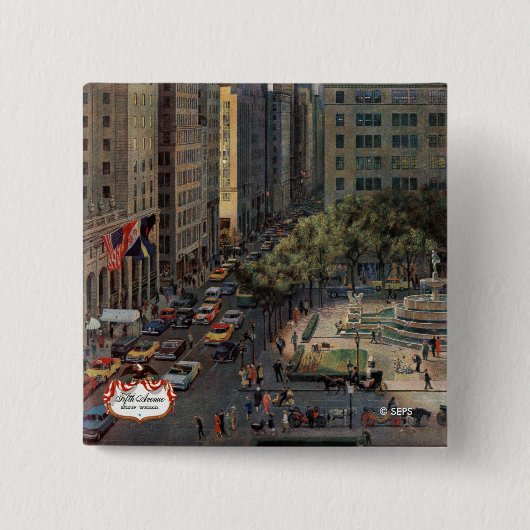 Vijfde Avenue van John Falter Vierkante Button 5,1 Cm (Voorkant)