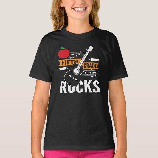 Vijfde graad Rocks 5e graad lerarenstudent T-shirt (Voorkant)
