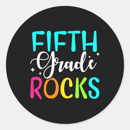 Vijfde graad Rocks Team 5e graad leraar Ronde Sticker (Voorkant)