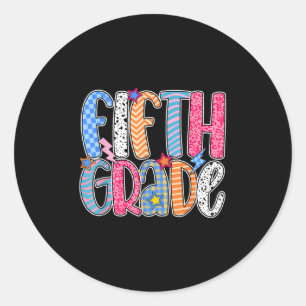 Vijfde graad vijfde klas terug naar leraar school ronde sticker