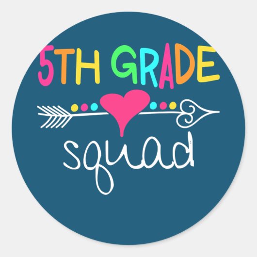 Vijfde Grade Squad vijfde lerarenteam Terug Ronde Sticker (Voorkant)
