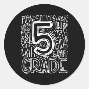 Vijfde Grade Typografie Team Vijfde Grade Leraar T Ronde Sticker