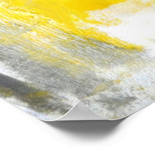 "Vijfde" Grijs en Geel Abstract Poster van de Kuns (Hoek)