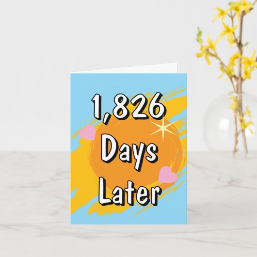 Vijfde huwelijksverjaardag in vijf jaar kaart (Gele Bloem)