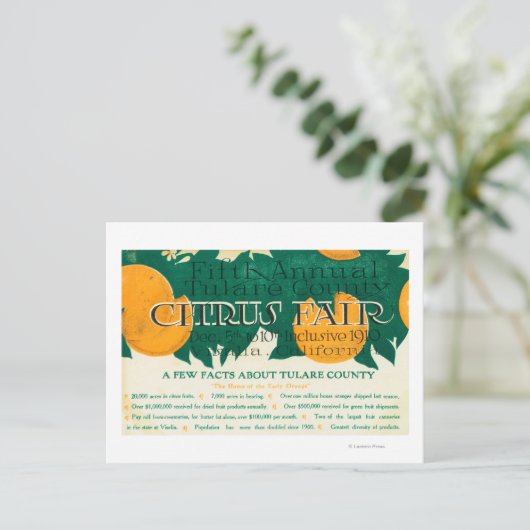 Vijfde jaarbeurs van Tulare County Citrus Briefkaart (Staand voorkant)