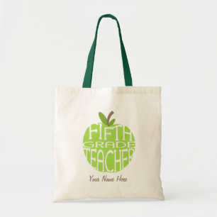 Vijfde klas-leerlingentas - groene appel tote bag