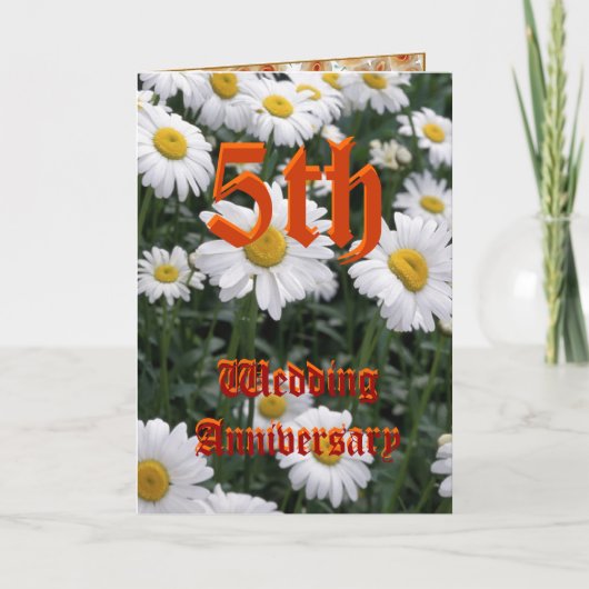 Vijfde trouwdag - Daisy Kaart (Voorkant)