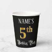 Vijfde verjaardag: Fancy script, Faux Gold Kijk Papieren Bekers (Achterkant)