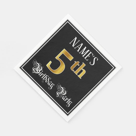 Vijfde verjaardag: Fancy script, Faux Gold Kijk Servet (Hoek)