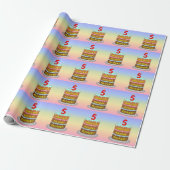 Vijfde verjaardag: Fun Cake en Candle + Custom Nam Cadeaupapier (Uitgerold)